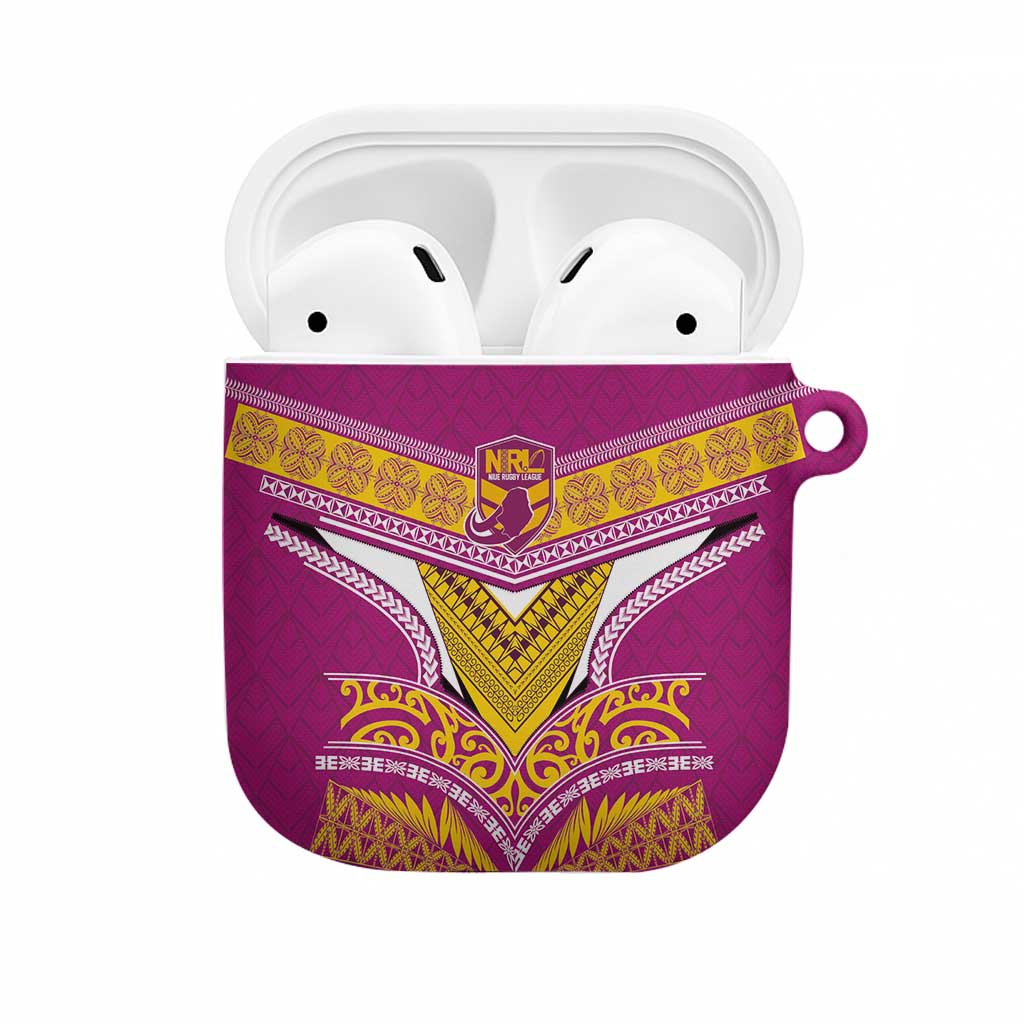 Rugby Niue AirPods Case Hiapo Tribal Heritage Tattoos Pink Color - Polynesian Pride