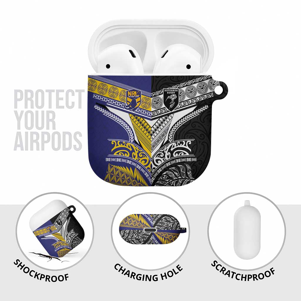 Rugby Niue and Aotearoa AirPods Case Hiapo with Maori Moko Tribal Heritage Tattoos LT03 - Polynesian Pride