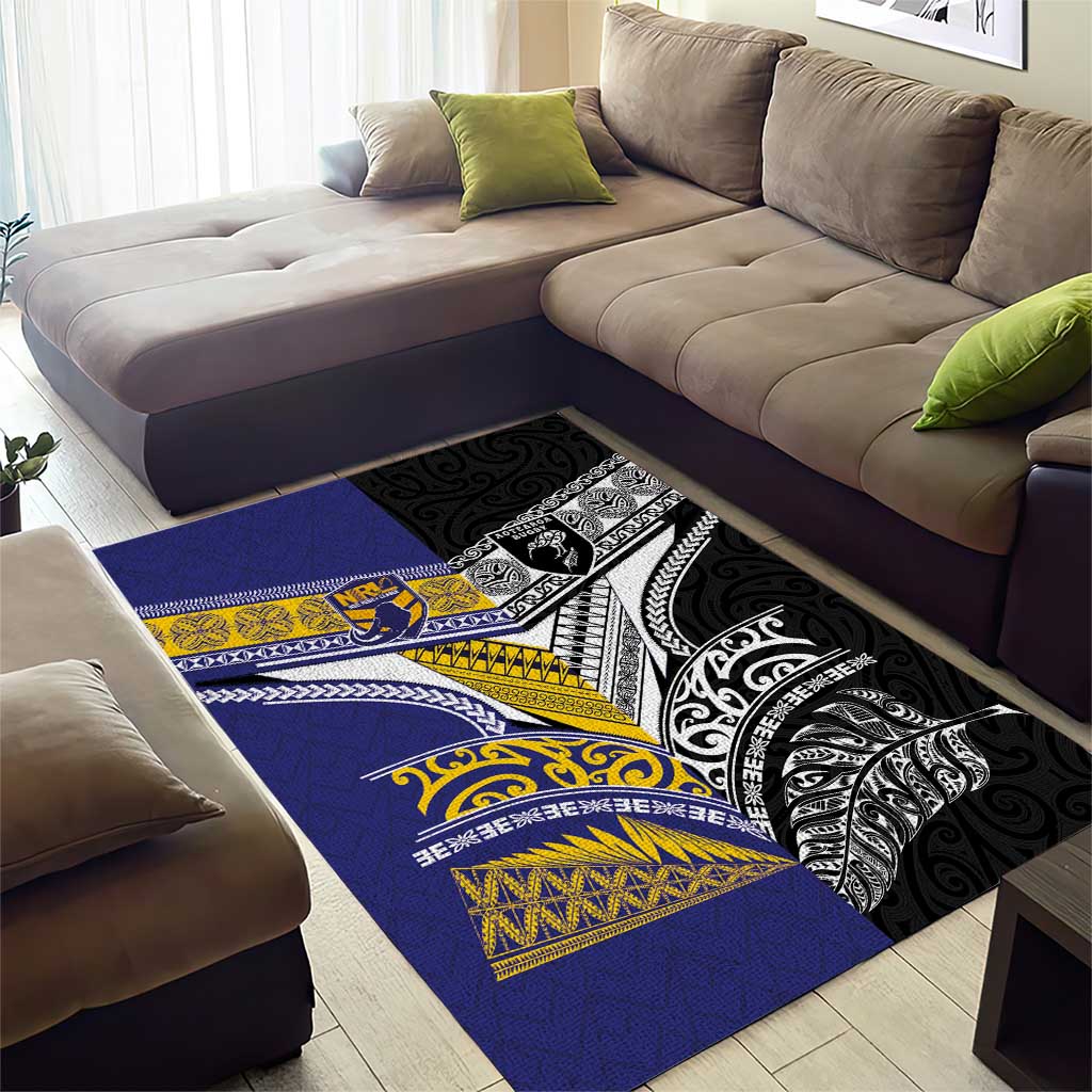 Rugby Niue and Aotearoa Area Rug Hiapo with Maori Moko Tribal Heritage Tattoos LT03 - Polynesian Pride