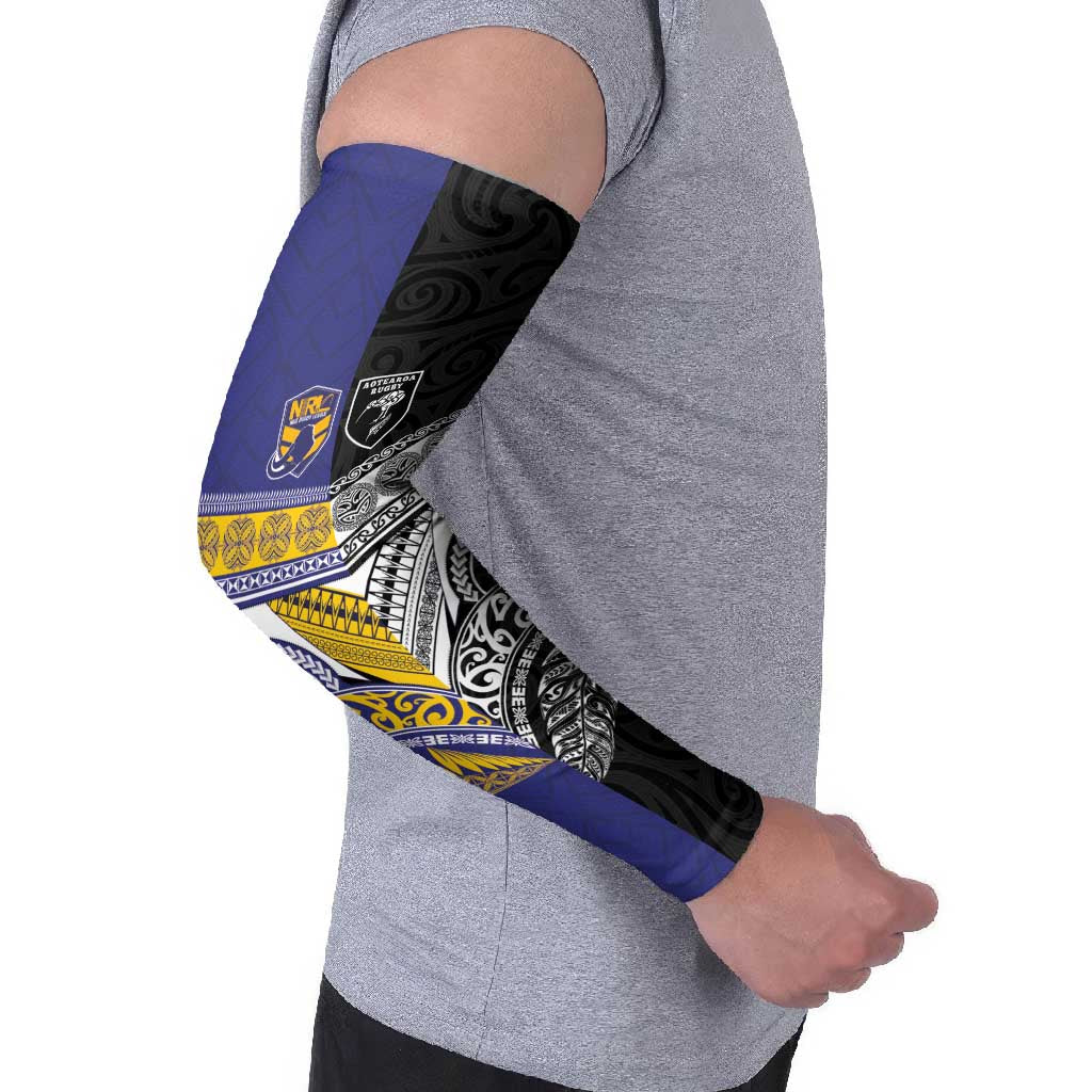 Custom Rugby Niue and Aotearoa Arm Sleeves Hiapo with Maori Moko Tribal Heritage Tattoos LT03 - Polynesian Pride