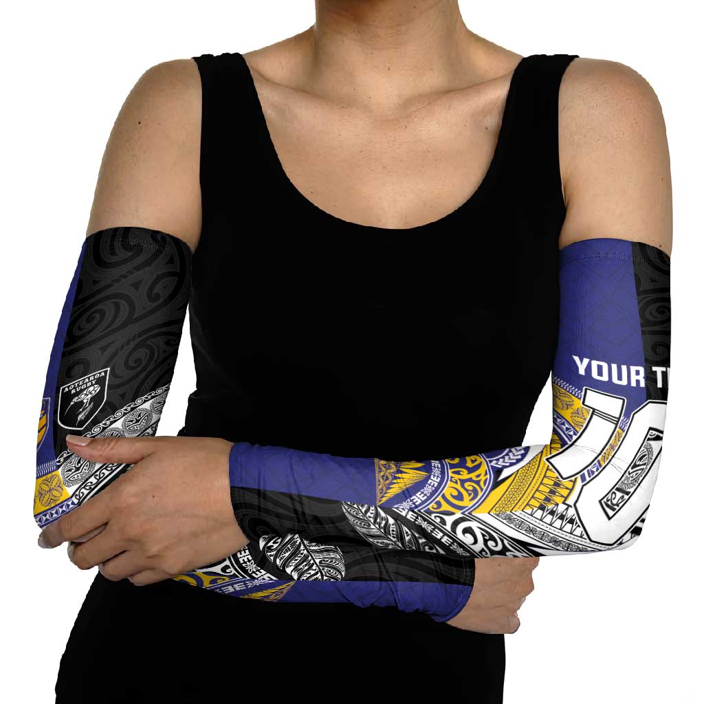 Custom Rugby Niue and Aotearoa Arm Sleeves Hiapo with Maori Moko Tribal Heritage Tattoos LT03 - Polynesian Pride