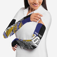 Custom Rugby Niue and Aotearoa Arm Sleeves Hiapo with Maori Moko Tribal Heritage Tattoos LT03 - Polynesian Pride