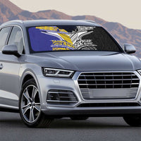 Rugby Niue and Aotearoa Auto Sun Shade Hiapo with Maori Moko Tribal Heritage Tattoos LT03 - Polynesian Pride