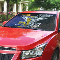 Rugby Niue and Aotearoa Auto Sun Shade Hiapo with Maori Moko Tribal Heritage Tattoos LT03 - Polynesian Pride