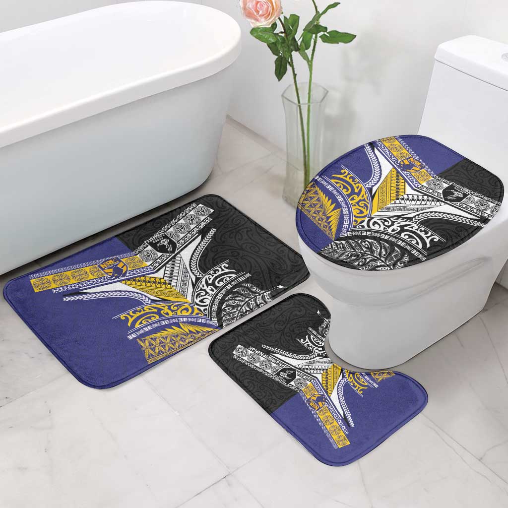 Rugby Niue and Aotearoa Bathroom Set Hiapo with Maori Moko Tribal Heritage Tattoos LT03 - Polynesian Pride