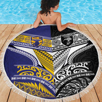 Rugby Niue and Aotearoa Beach Blanket Hiapo with Maori Moko Tribal Heritage Tattoos LT03 - Polynesian Pride