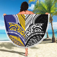 Rugby Niue and Aotearoa Beach Blanket Hiapo with Maori Moko Tribal Heritage Tattoos LT03 - Polynesian Pride