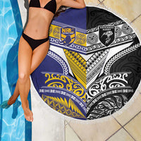 Rugby Niue and Aotearoa Beach Blanket Hiapo with Maori Moko Tribal Heritage Tattoos LT03 - Polynesian Pride