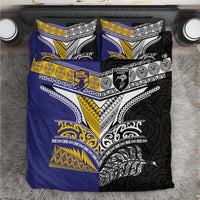 Rugby Niue and Aotearoa Bedding Set Hiapo with Maori Moko Tribal Heritage Tattoos - Polynesian Pride