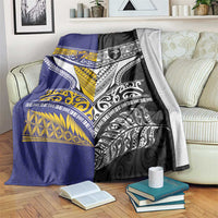 Rugby Niue and Aotearoa Blanket Hiapo with Maori Moko Tribal Heritage Tattoos LT03 Black - Polynesian Pride