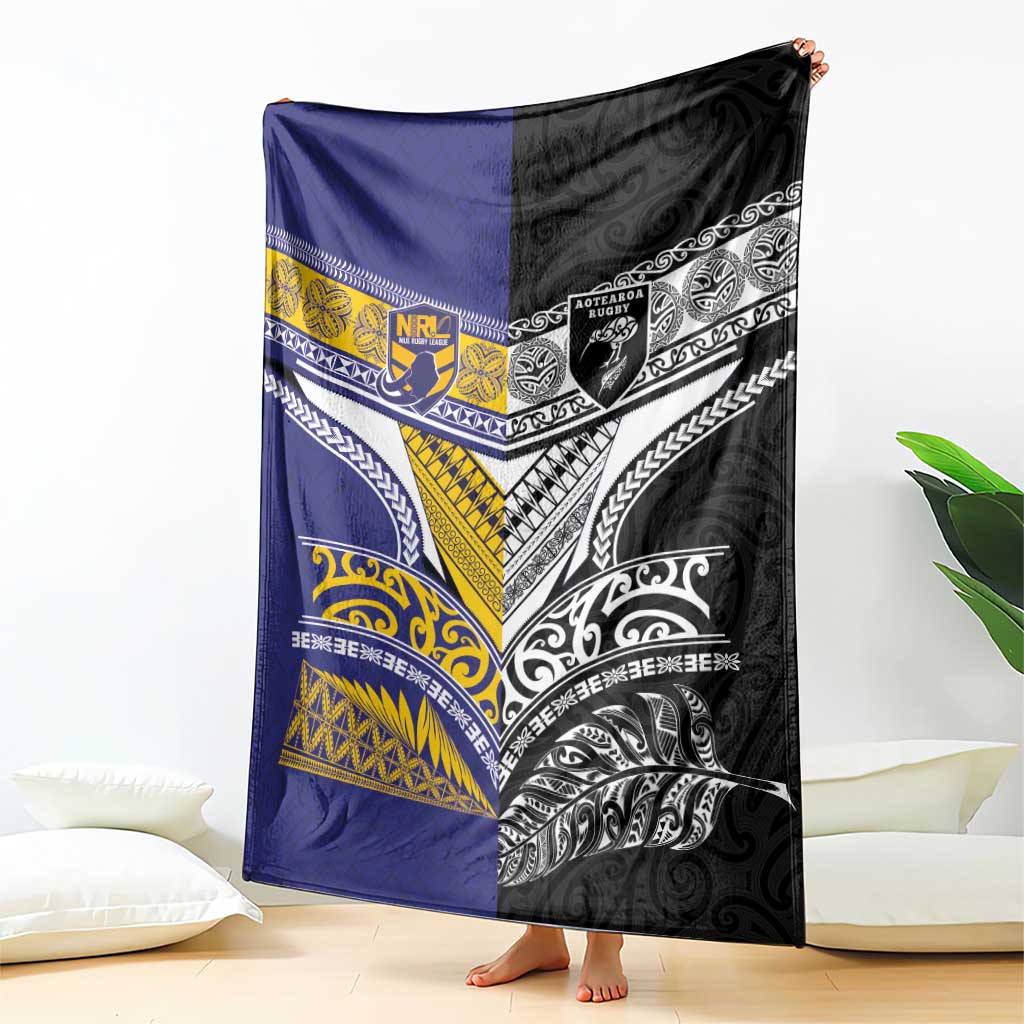 Rugby Niue and Aotearoa Blanket Hiapo with Maori Moko Tribal Heritage Tattoos LT03 - Polynesian Pride