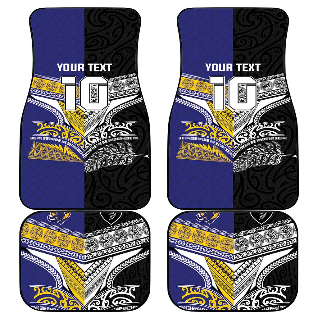 Custom Rugby Niue and Aotearoa Car Mats Hiapo with Maori Moko Tribal Heritage Tattoos LT03 - Polynesian Pride