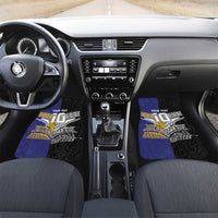 Custom Rugby Niue and Aotearoa Car Mats Hiapo with Maori Moko Tribal Heritage Tattoos LT03 Set 2pcs - Front Black - Polynesian Pride