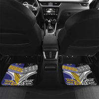 Custom Rugby Niue and Aotearoa Car Mats Hiapo with Maori Moko Tribal Heritage Tattoos LT03 Set 2pcs - Back Black - Polynesian Pride