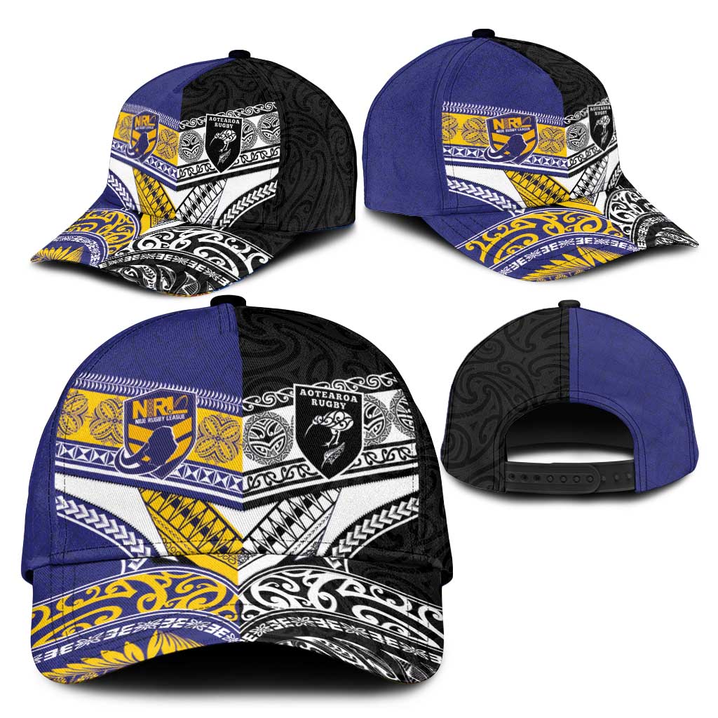 Niue and Aotearoa Rugby Classic Cap Hiapo with Maori Moko Tribal Heritage Tattoos LT03 - Polynesian Pride