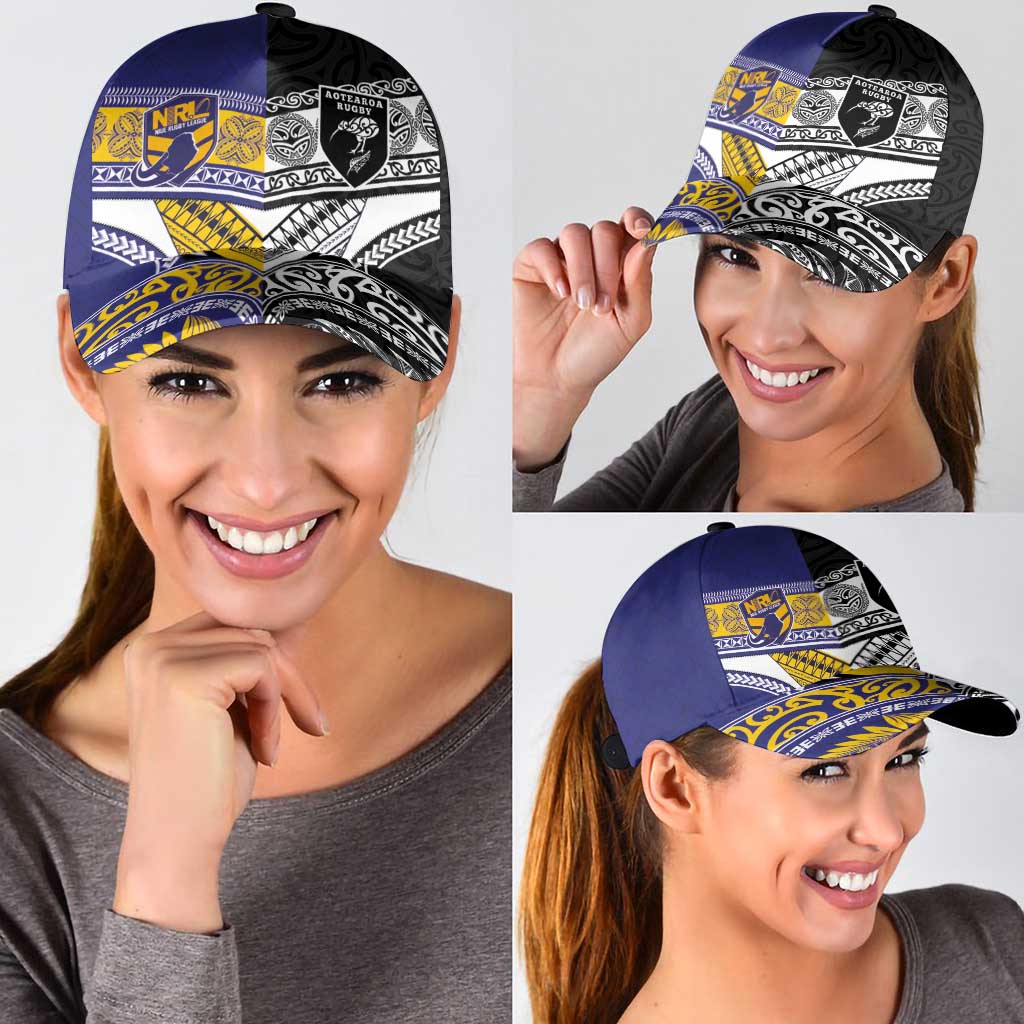 Niue and Aotearoa Rugby Classic Cap Hiapo with Maori Moko Tribal Heritage Tattoos LT03 - Polynesian Pride