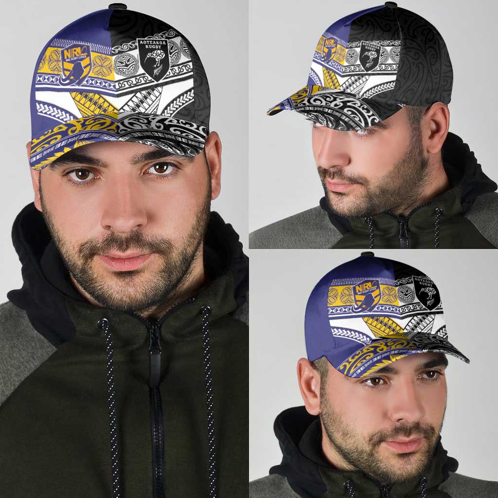 Niue and Aotearoa Rugby Classic Cap Hiapo with Maori Moko Tribal Heritage Tattoos LT03 - Polynesian Pride