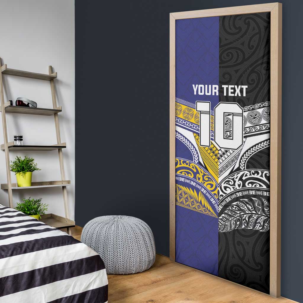 Custom Rugby Niue and Aotearoa Door Cover Hiapo with Maori Moko Tribal Heritage Tattoos LT03 - Polynesian Pride