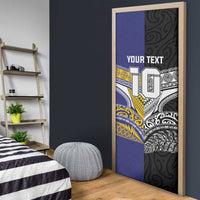 Custom Rugby Niue and Aotearoa Door Cover Hiapo with Maori Moko Tribal Heritage Tattoos LT03 - Polynesian Pride