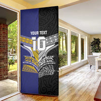 Custom Rugby Niue and Aotearoa Door Cover Hiapo with Maori Moko Tribal Heritage Tattoos LT03 - Polynesian Pride