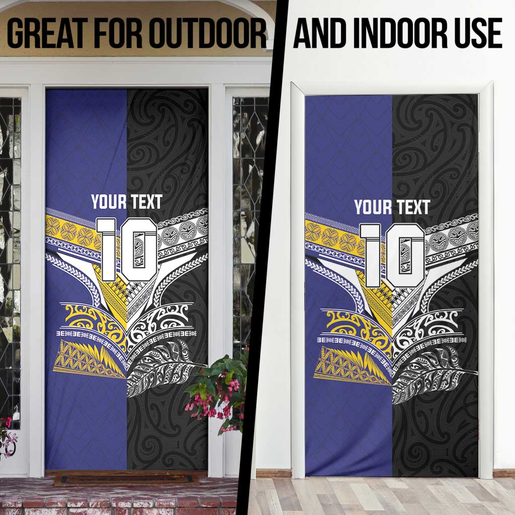Custom Rugby Niue and Aotearoa Door Cover Hiapo with Maori Moko Tribal Heritage Tattoos LT03 - Polynesian Pride