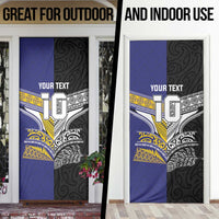 Custom Rugby Niue and Aotearoa Door Cover Hiapo with Maori Moko Tribal Heritage Tattoos LT03 - Polynesian Pride