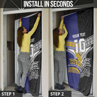 Custom Rugby Niue and Aotearoa Door Cover Hiapo with Maori Moko Tribal Heritage Tattoos LT03 - Polynesian Pride