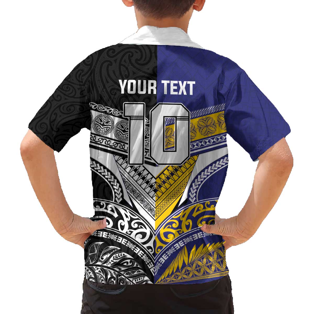 Custom Rugby Niue and Aotearoa Family Matching Off The Shoulder Long Sleeve Dress and Hawaiian Shirt Hiapo with Maori Moko Tribal Heritage Tattoos LT03 - Polynesian Pride