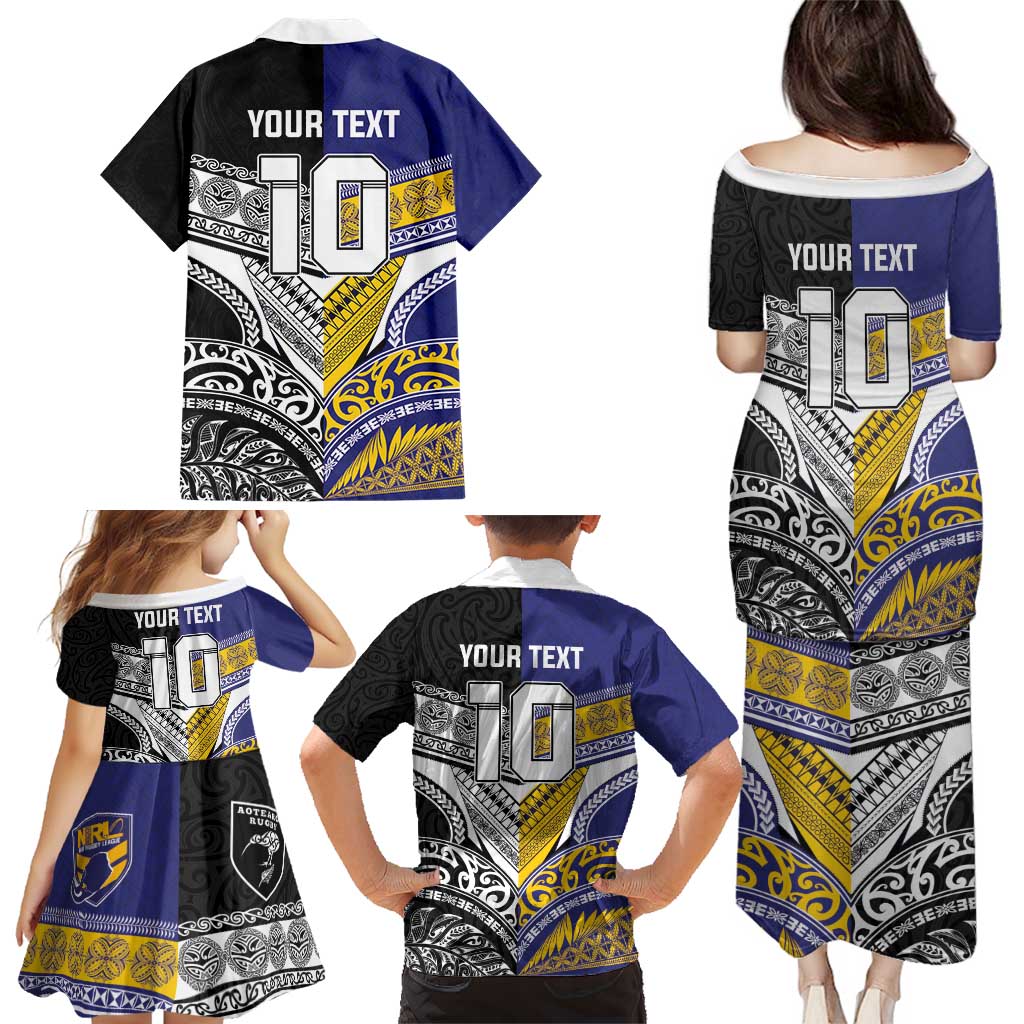 Custom Rugby Niue and Aotearoa Family Matching Puletasi and Hawaiian Shirt Hiapo with Maori Moko Tribal Heritage Tattoos LT03 - Polynesian Pride