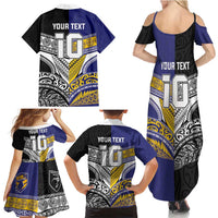 Custom Rugby Niue and Aotearoa Family Matching Summer Maxi Dress and Hawaiian Shirt Hiapo with Maori Moko Tribal Heritage Tattoos LT03 - Polynesian Pride
