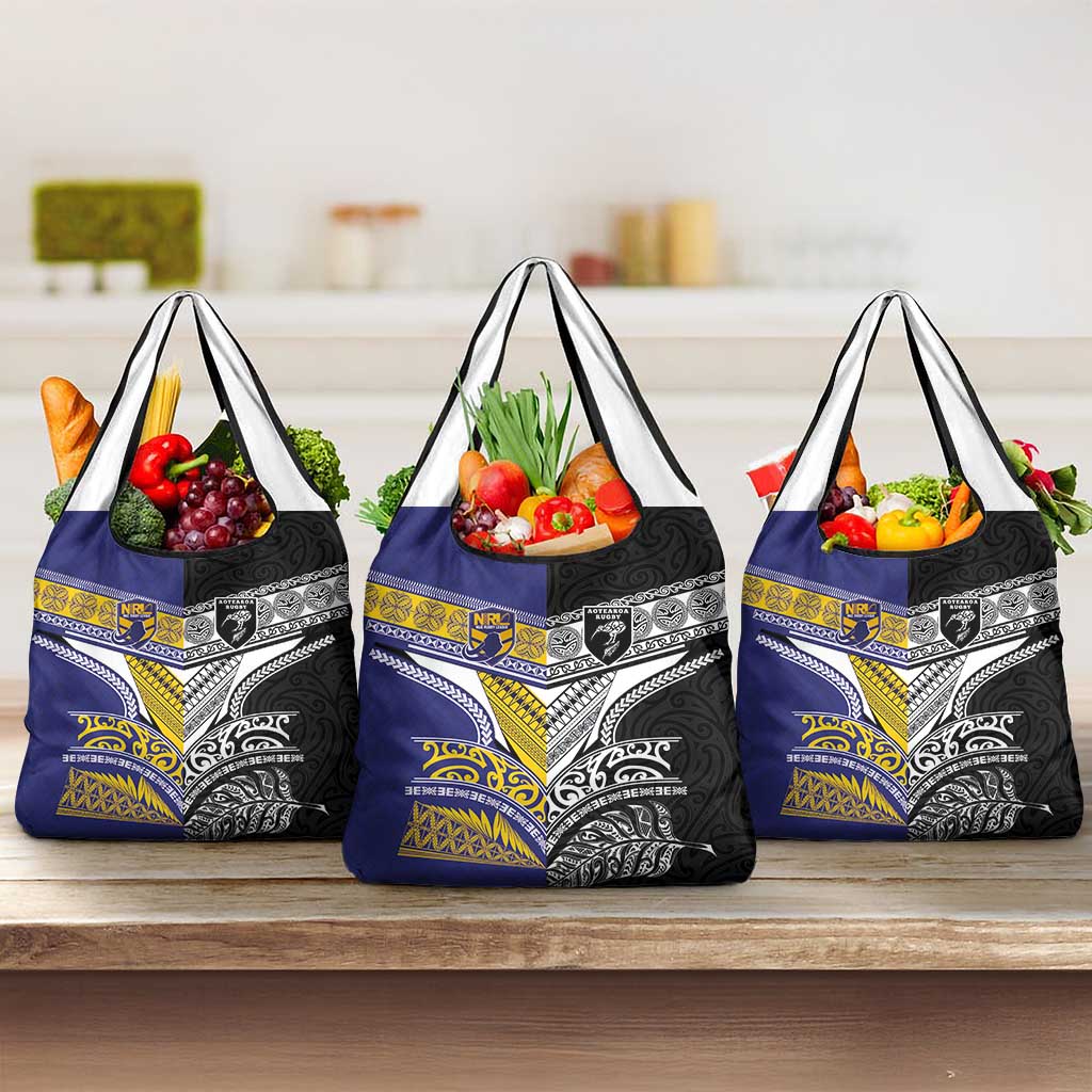 Rugby Niue and Aotearoa Grocery Bag Hiapo with Maori Moko Tribal Heritage Tattoos LT03 3-pack One Size Black - Polynesian Pride