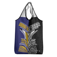 Rugby Niue and Aotearoa Grocery Bag Hiapo with Maori Moko Tribal Heritage Tattoos LT03 - Polynesian Pride