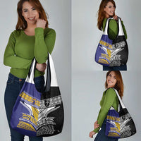 Rugby Niue and Aotearoa Grocery Bag Hiapo with Maori Moko Tribal Heritage Tattoos LT03 - Polynesian Pride