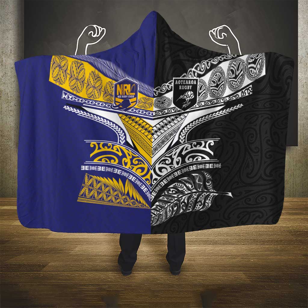 Rugby Niue and Aotearoa Hooded Blanket Hiapo with Maori Moko Tribal Heritage Tattoos LT03 - Polynesian Pride