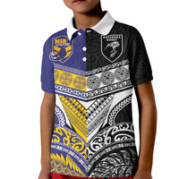 Custom Rugby Niue and Aotearoa Kid Polo Shirt Hiapo with Maori Moko Tribal Heritage Tattoos LT03 Kid Black - Polynesian Pride