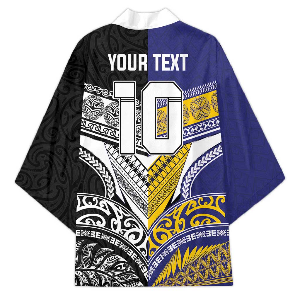Custom Rugby Niue and Aotearoa Kimono Hiapo with Maori Moko Tribal Heritage Tattoos LT03 - Polynesian Pride