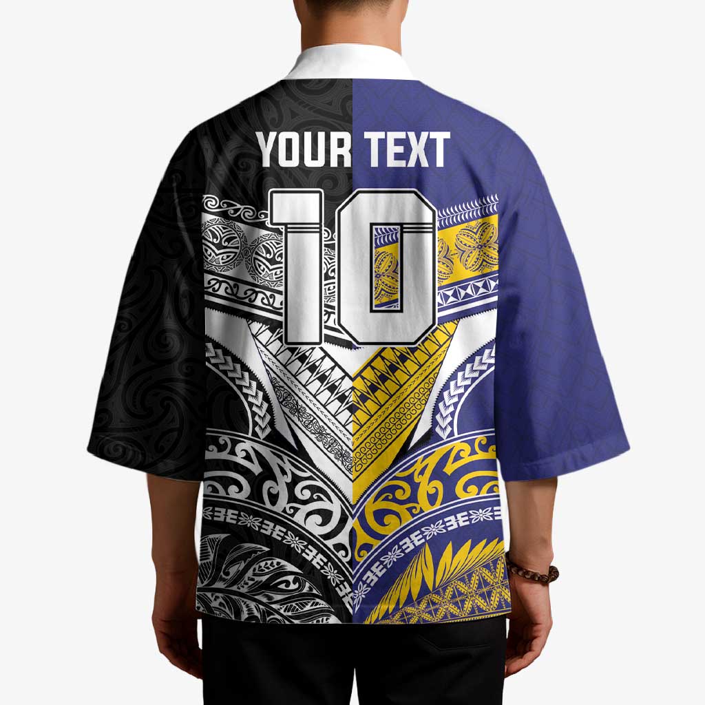 Custom Rugby Niue and Aotearoa Kimono Hiapo with Maori Moko Tribal Heritage Tattoos LT03 - Polynesian Pride