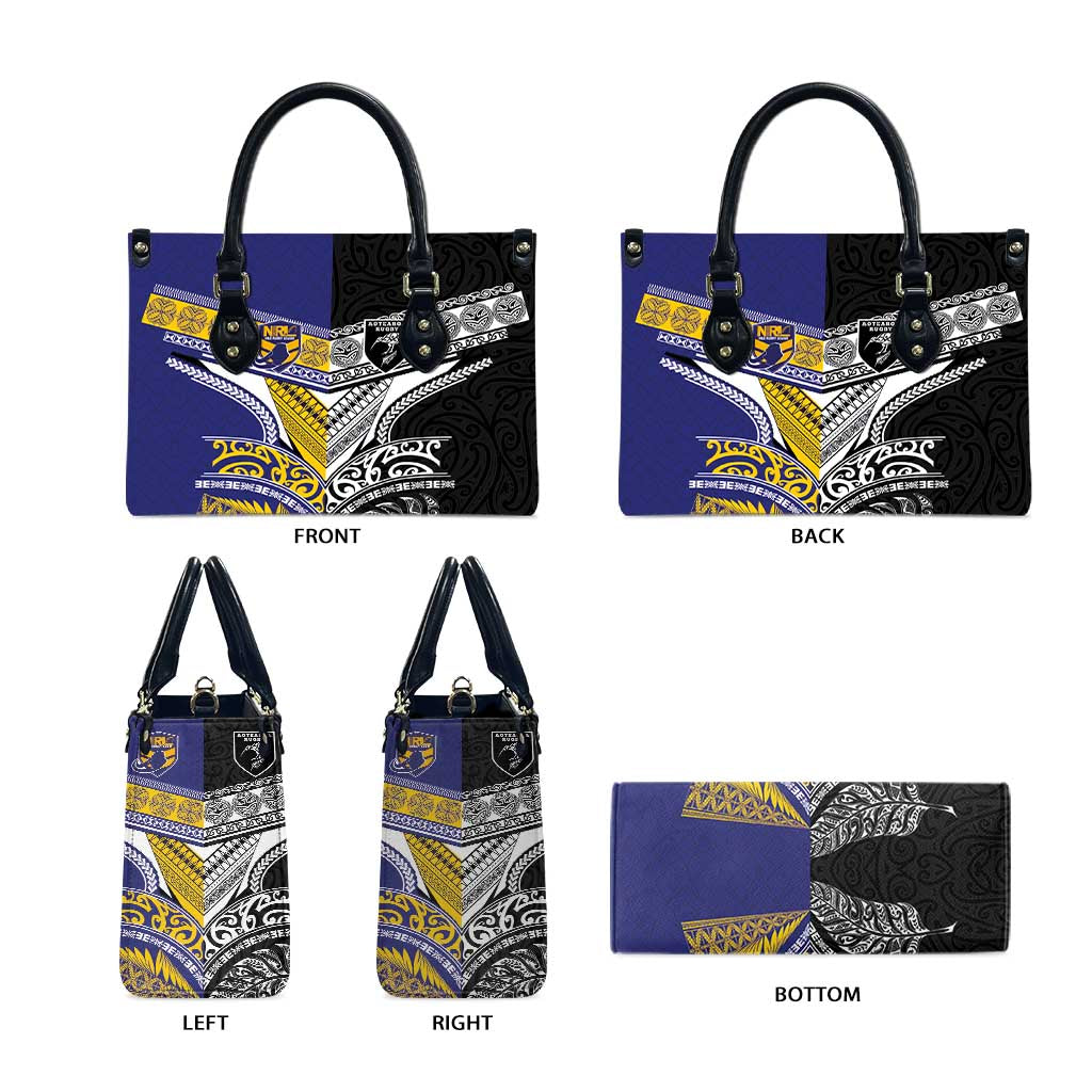 Rugby Niue and Aotearoa Leather Bag Hiapo with Maori Moko Tribal Heritage Tattoos LT03 - Polynesian Pride