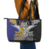 Rugby Niue and Aotearoa Leather Tote Bag Hiapo with Maori Moko Tribal Heritage Tattoos LT03 - Polynesian Pride