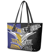 Rugby Niue and Aotearoa Leather Tote Bag Hiapo with Maori Moko Tribal Heritage Tattoos LT03 - Polynesian Pride