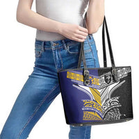 Rugby Niue and Aotearoa Leather Tote Bag Hiapo with Maori Moko Tribal Heritage Tattoos LT03 - Polynesian Pride