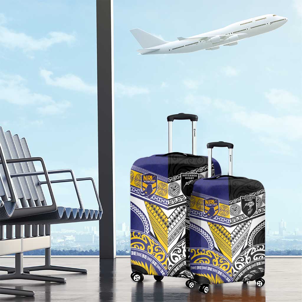 Rugby Niue and Aotearoa Luggage Cover Hiapo with Maori Moko Tribal Heritage Tattoos LT03 - Polynesian Pride
