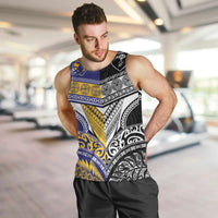 Custom Rugby Niue and Aotearoa Men Tank Top Hiapo with Maori Moko Tribal Heritage Tattoos LT03 Black - Polynesian Pride