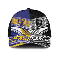 Niue and Aotearoa Rugby Mesh Trucker Cap Hiapo with Maori Moko Tribal Heritage Tattoos LT03 One Size Black Black - Polynesian Pride