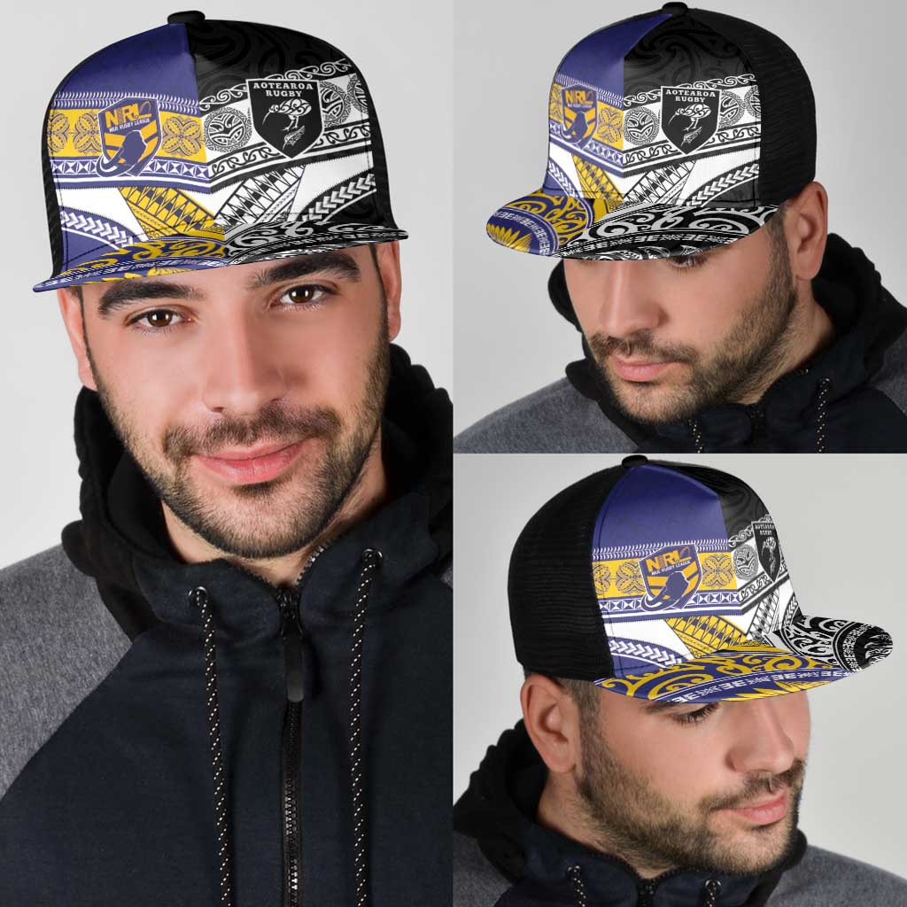 Niue and Aotearoa Rugby Mesh Trucker Cap Hiapo with Maori Moko Tribal Heritage Tattoos LT03 - Polynesian Pride