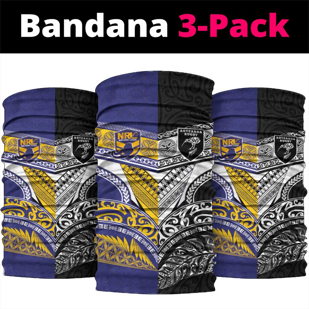 Rugby Niue and Aotearoa Neck Gaiter Hiapo with Maori Moko Tribal Heritage Tattoos LT03 package One Size: 25*50cm Black - Polynesian Pride
