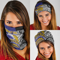 Rugby Niue and Aotearoa Neck Gaiter Hiapo with Maori Moko Tribal Heritage Tattoos LT03 - Polynesian Pride