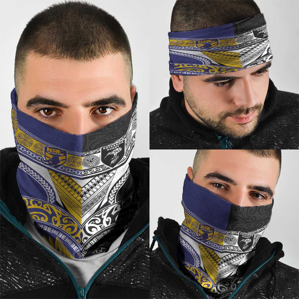 Rugby Niue and Aotearoa Neck Gaiter Hiapo with Maori Moko Tribal Heritage Tattoos LT03 - Polynesian Pride
