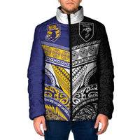 Custom Rugby Niue and Aotearoa Padded Jacket Hiapo with Maori Moko Tribal Heritage Tattoos LT03 Men Black - Polynesian Pride