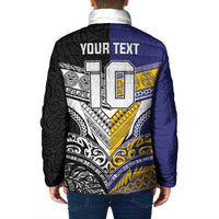 Custom Rugby Niue and Aotearoa Padded Jacket Hiapo with Maori Moko Tribal Heritage Tattoos LT03 - Polynesian Pride